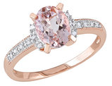 1.14 Carat (ctw) Morganite Ring with Diamonds in Rose Pink Plated Sterling Silver